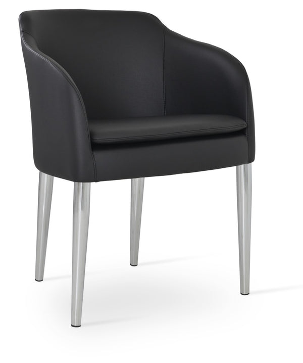 Soho Concept Buca Stylish Metal Armchair With Chrome Base, Leatherette Upholstery & 2-year Guarantee, Soft Black Black  Soho-concept-dining-chair-01620