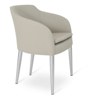 Soho Concept Buca Arm Metal Armchair - Stylish Chrome Base With Boucle, Velvet, And Nubuck Fabrics - 10-year Guarantee Light Grey  Soho-concept-dining-chair-01631