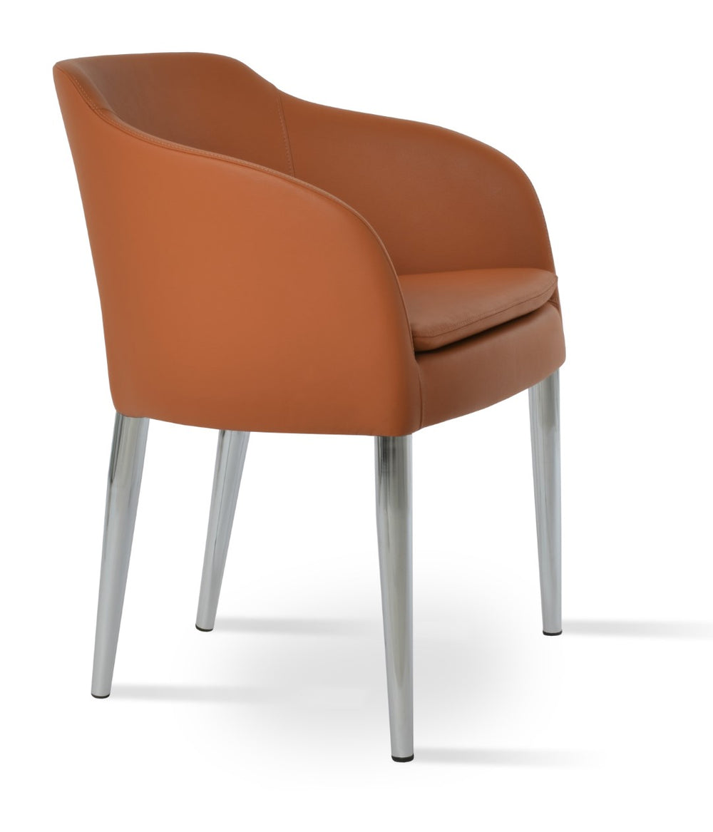 Soho Concept Buca Arm Metal Armchair - Stylish Chrome Base, Boucle Fabric Upholstery, 10-year Guarantee, Brown Chrome  Soho-concept-dining-chair-01645