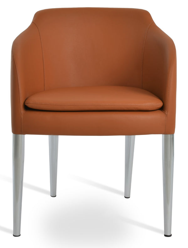 Soho Concept Buca Arm Metal Armchair - Stylish Chrome Base, Boucle Fabric Upholstery, 10-year Guarantee, Brown Chrome  Soho-concept-dining-chair-01645