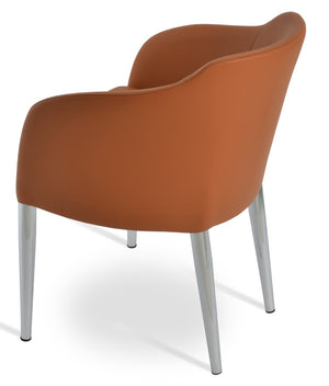 Soho Concept Buca Arm Metal Armchair - Stylish Chrome Base, Boucle Fabric Upholstery, 10-year Guarantee, Brown Chrome  Soho-concept-dining-chair-01645