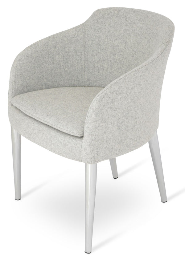 Soho Concept Buca Arm Metal Armchair – Stylish Chrome Frame, Durable Camira Blazer Fabric, 10-year Guarantee! Silver  Soho-concept-dining-chair-01648