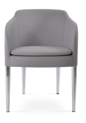 Soho Concept Buca Arm Metal Armchair - Stylish Chrome Base With Boucle, Velvet, And Nubuck Fabrics - 10-year Guarantee Light Grey  Soho-concept-dining-chair-01646