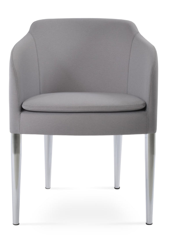 Soho Concept Buca Arm Metal Armchair - Stylish Chrome Base With Boucle, Velvet, And Nubuck Fabrics - 10-year Guarantee Light Grey  Soho-concept-dining-chair-01646