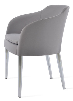 Soho Concept Buca Arm Metal Armchair - Stylish Chrome Base With Boucle, Velvet, And Nubuck Fabrics - 10-year Guarantee Light Grey  Soho-concept-dining-chair-01646