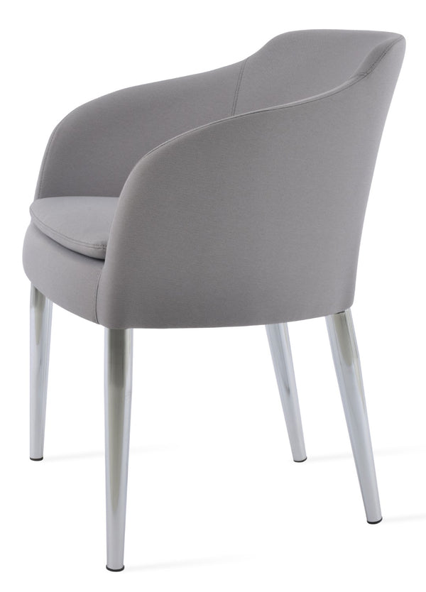 Soho Concept Buca Arm Metal Armchair - Stylish Chrome Base With Boucle, Velvet, And Nubuck Fabrics - 10-year Guarantee Light Grey  Soho-concept-dining-chair-01646