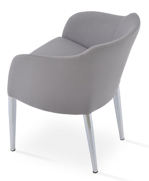 Soho Concept Buca Arm Metal Armchair - Stylish Chrome Base With Boucle, Velvet, And Nubuck Fabrics - 10-year Guarantee Light Grey  Soho-concept-dining-chair-01646