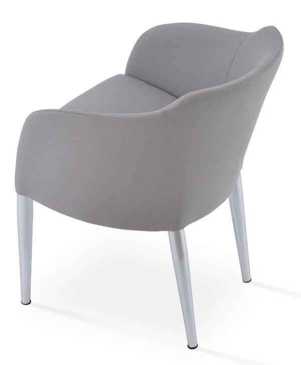 Soho Concept Buca Arm Metal Armchair - Stylish Chrome Base With Boucle, Velvet, And Nubuck Fabrics - 10-year Guarantee Light Grey  Soho-concept-dining-chair-01646