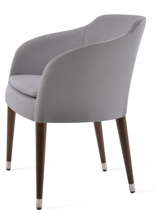 Soho Concept Buca Arm Wood Armchair - Elegant Beech Base, Premium Fabrics, 10-year Guarantee, Modern Design Light Grey  Soho-concept-dining-chair-01655