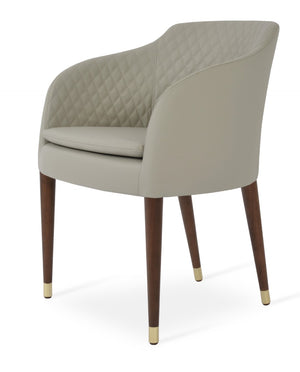 Soho Concept Buca Arm Wood Armchair - Stylish Leatherette Dining Chair With Walnut Finish & 2-year Guarantee Walnut,Gold,Light Grey  Soho-concept-dining-chair-01654