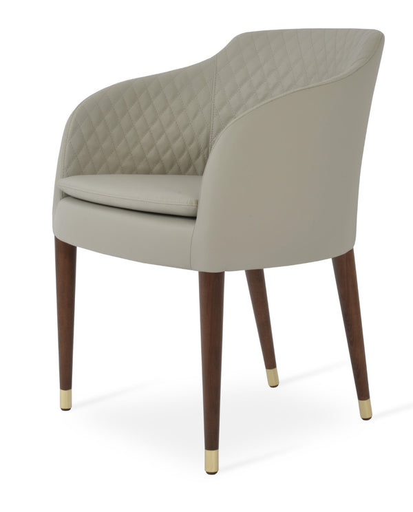 Soho Concept Buca Arm Wood Armchair - Stylish Leatherette Dining Chair With Walnut Finish & 2-year Guarantee Walnut,Gold,Light Grey  Soho-concept-dining-chair-01654