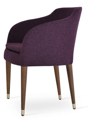 Soho Concept Buca Arm Wood Armchair - Elegant Dining Chair In Camira Blazer Wool With 10-year Guarantee, Walnut Walnut  Soho-concept-dining-chair-01650