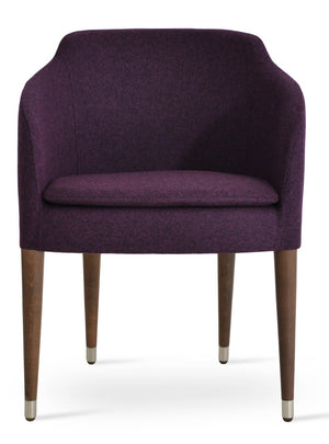 Soho Concept Buca Arm Wood Armchair - Elegant Dining Chair In Camira Blazer Wool With 10-year Guarantee, Walnut Walnut  Soho-concept-dining-chair-01650