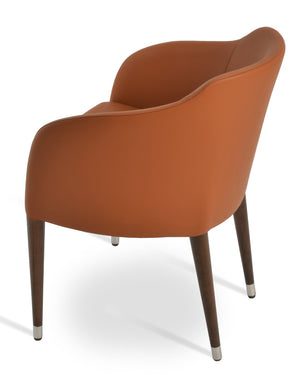 Soho Concept Buca Arm Wood Armchair - Elegant Walnut Finish, Luxury Camira Boucle & Leather, 10-year Guarantee Walnut,Gold  Soho-concept-dining-chair-01644
