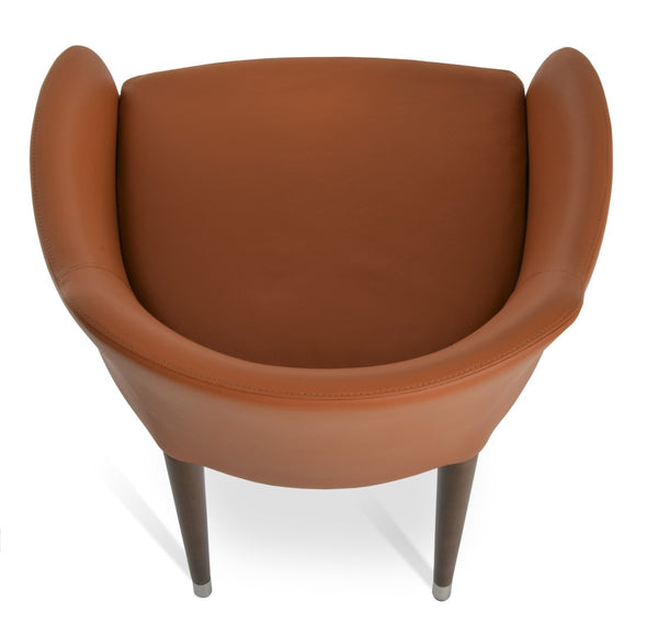 Soho Concept Buca Arm Wood Armchair - Elegant Walnut Finish, Luxury Camira Boucle & Leather, 10-year Guarantee Walnut,Gold  Soho-concept-dining-chair-01644