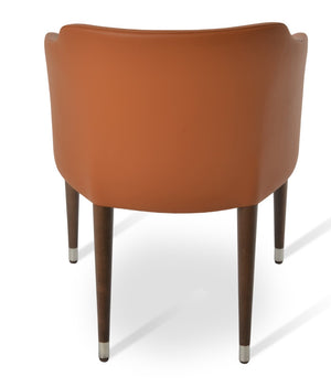 Soho Concept Buca Arm Wood Armchair - Elegant Walnut Finish, Luxury Camira Boucle & Leather, 10-year Guarantee Walnut,Gold  Soho-concept-dining-chair-01644