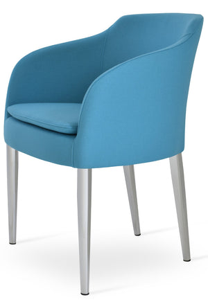 Soho Concept Buca Arm Metal Armchair – Stylish Chrome Frame, Durable Camira Blazer Fabric, 10-year Guarantee! Turquoise  Soho-concept-dining-chair-01649