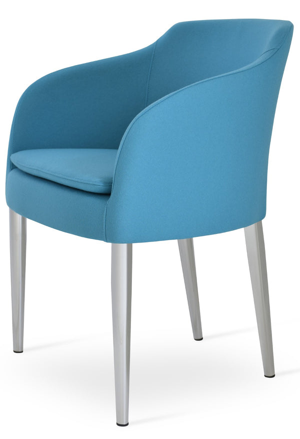 Soho Concept Buca Arm Metal Armchair – Stylish Chrome Frame, Durable Camira Blazer Fabric, 10-year Guarantee! Turquoise  Soho-concept-dining-chair-01649