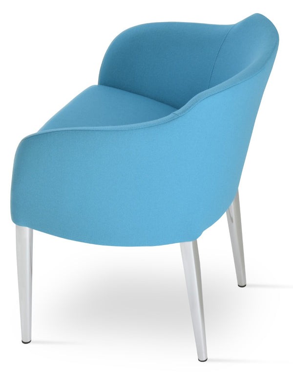 Soho Concept Buca Arm Metal Armchair – Stylish Chrome Frame, Durable Camira Blazer Fabric, 10-year Guarantee! Turquoise  Soho-concept-dining-chair-01649