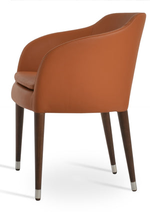 Soho Concept Buca Arm Wood Armchair - Elegant Walnut Finish, Luxury Camira Boucle & Leather, 10-year Guarantee Walnut  Soho-concept-dining-chair-01643