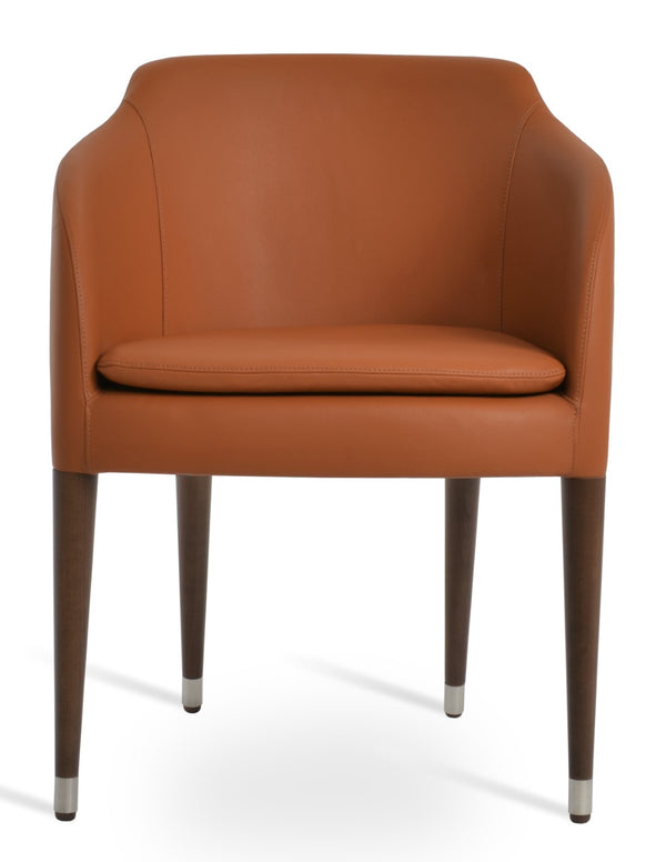 Soho Concept Buca Arm Wood Armchair - Elegant Walnut Finish, Luxury Camira Boucle & Leather, 10-year Guarantee Walnut  Soho-concept-dining-chair-01643