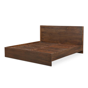 Moe's Home Everett Queen Bed - Solid Mango Wood With Timeless Design And Supportive Acacia Slats For Comfort Brown Solid Mango Wood,Acacia Wood Slats Bv-1021-20-0