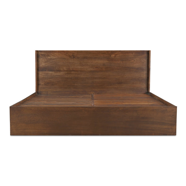 Moe's Home Everett Queen Bed - Solid Mango Wood With Timeless Design And Supportive Acacia Slats For Comfort Brown Solid Mango Wood,Acacia Wood Slats Bv-1021-20-0