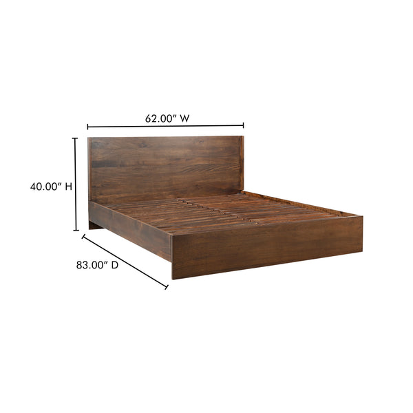 Moe's Home Everett Queen Bed - Solid Mango Wood With Timeless Design And Supportive Acacia Slats For Comfort Brown Solid Mango Wood,Acacia Wood Slats Bv-1021-20-0