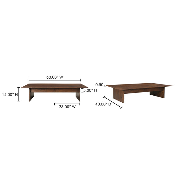 Moe's Home Everett Coffee Table – Elegant Solid Mango Wood Design With Ample Storage For Modern Living Spaces Brown Solid Mango Wood,Mango Wood Veneer Over Plywood (Back And Drawer Bottom) Bv-1024-20