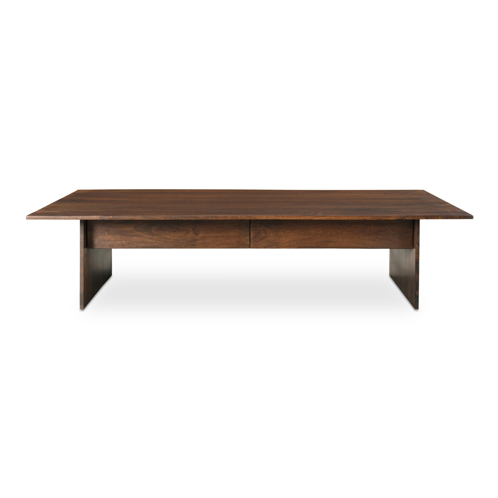 Moe's Home Everett Coffee Table – Elegant Solid Mango Wood Design With Ample Storage For Modern Living Spaces Brown Solid Mango Wood,Mango Wood Veneer Over Plywood (Back And Drawer Bottom) Bv-1024-20
