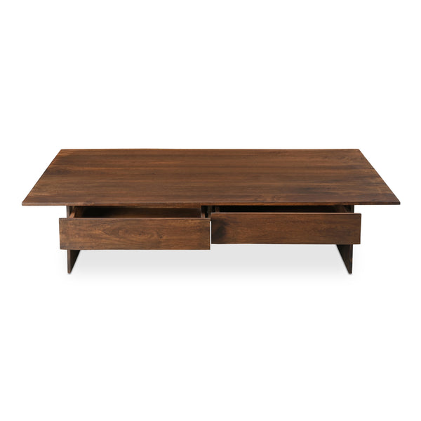 Moe's Home Everett Coffee Table – Elegant Solid Mango Wood Design With Ample Storage For Modern Living Spaces Brown Solid Mango Wood,Mango Wood Veneer Over Plywood (Back And Drawer Bottom) Bv-1024-20