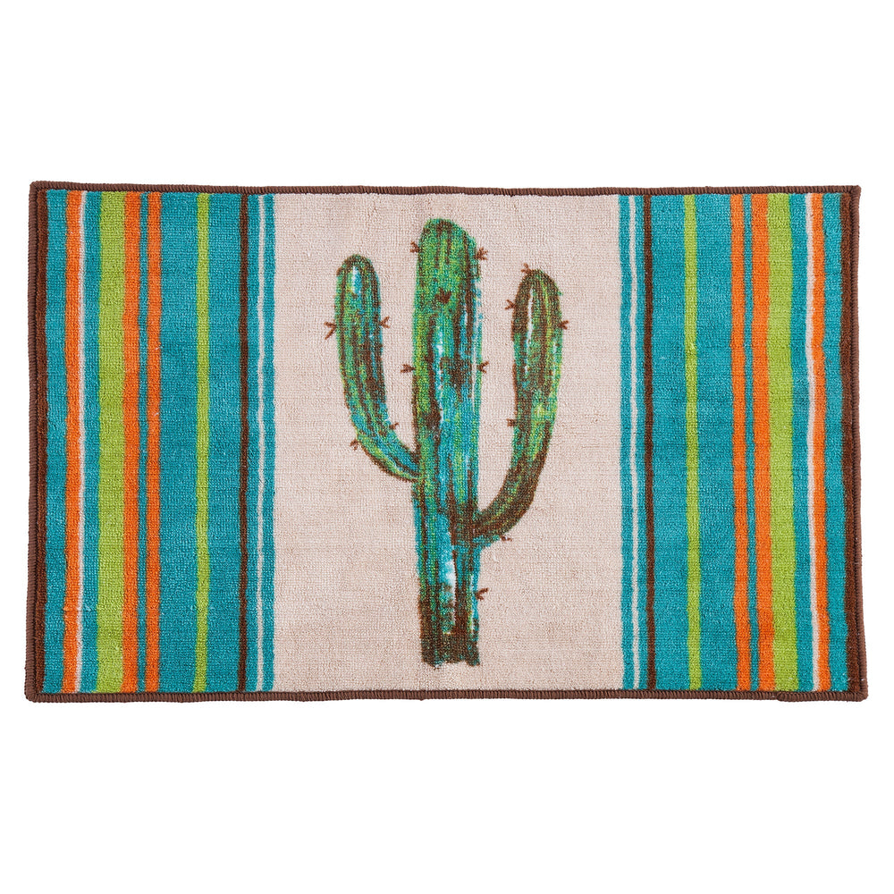 Hiend Accents Serape Colorful Cactus Rug - Elevate Your Home Decor With Southwestern Charm And Vibrant Style Green,Turquoise 100% Acrylic With Anti,Slip Latex Backing Bw1754