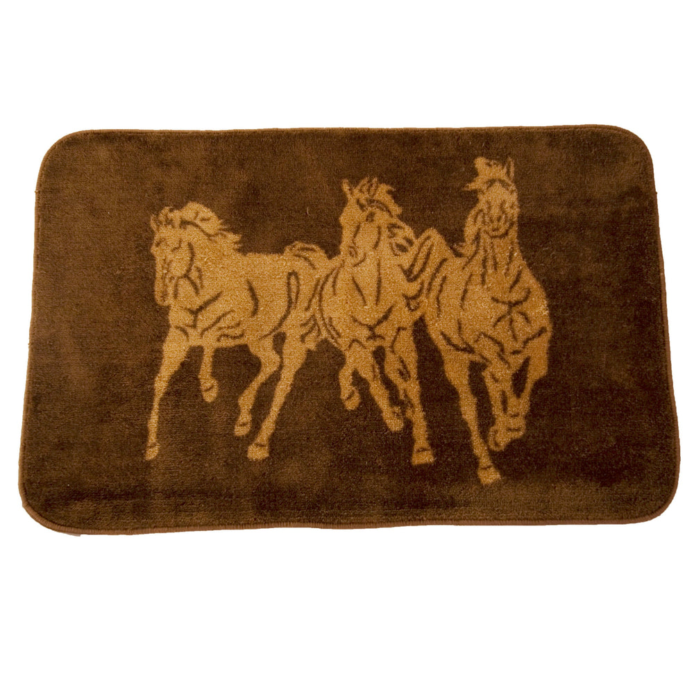 Hiend Accents 3-horse Elegant Contour Rug - Majestic Wild Horses Design For Cozy Home Decor And Nature Lovers Tan,Brown 100% Acrylic With Anti,Slip Latex Backing Bw3003-tt-ch