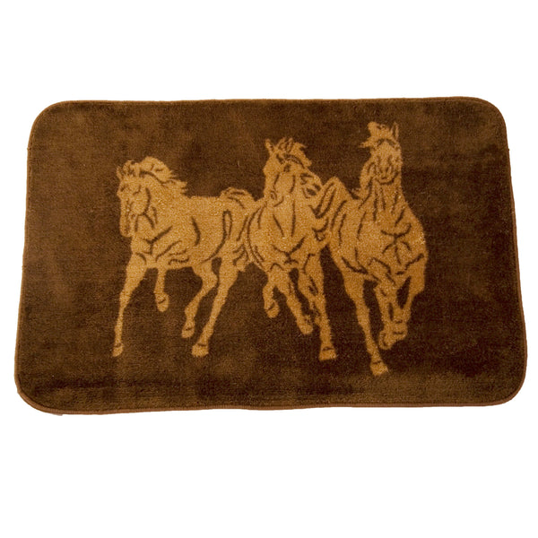 Hiend Accents 3-horse Elegant Contour Rug - Majestic Wild Horses Design For Cozy Home Decor And Nature Lovers Tan,Brown 100% Acrylic With Anti,Slip Latex Backing Bw3003-tt-ch