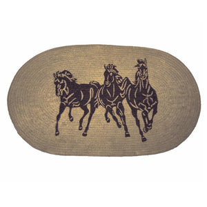 Hiend Accents 3-horse Jute Rug - Eco-friendly Design With Majestic Galloping Horses For Rustic Home Decor Tan,Brown 100% Acrylic With Anti,Slip Latex Backing Bw3004-tf-lc