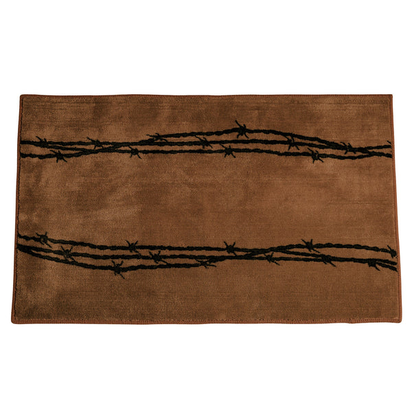 Hiend Accents Barbwire Print Rug - Rustic Charm For Kitchen Or Bath With Anti-slip Backing And Durable Design Brown 100% Acrylic With Anti,Slip Latex Backing Bw3190-os-ch