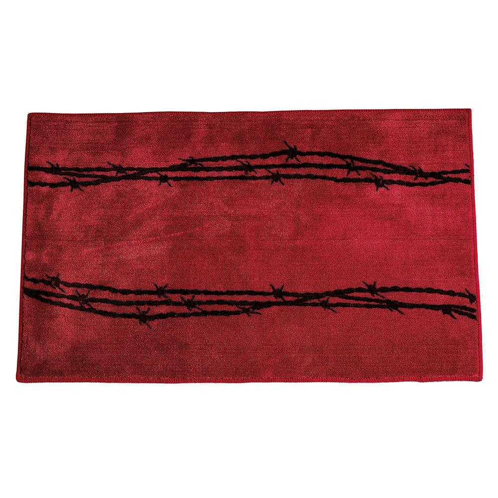 Hiend Accents Barbwire Print Rug - Rustic Charm For Kitchen Or Bath With Anti-slip Backing And Durable Design Red 100% Premium Arylic,Latex Backing Bw3190-ts-rd