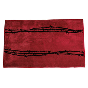 Hiend Accents Barbwire Print Rug - Rustic Charm For Kitchen Or Bath With Anti-slip Backing And Durable Design Red 100% Premium Arylic,Latex Backing Bw3190-os-rd