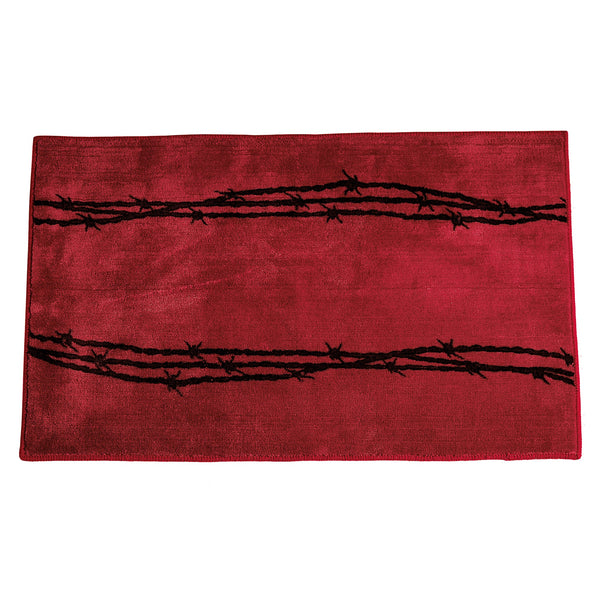 Hiend Accents Barbwire Print Rug - Rustic Charm For Kitchen Or Bath With Anti-slip Backing And Durable Design Red 100% Premium Arylic,Latex Backing Bw3190-os-rd
