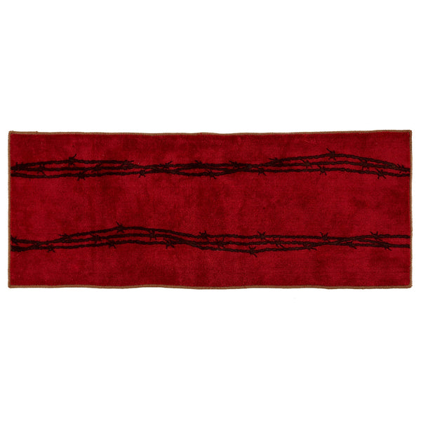 Hiend Accents Barbwire Print Rug - Rustic Charm For Kitchen Or Bath With Anti-slip Backing And Durable Design Red 100% Premium Arylic,Latex Backing Bw3190-ts-rd