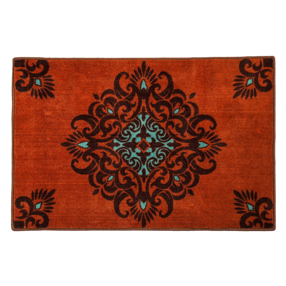 Hiend Accents Terracotta Medallion Rug - Elevate Your Space With Vibrant Colors And Plush Comfort For Any Room Dark Orange,Brown  Bw3515