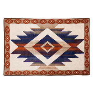 Hiend Accents Aztec Blue & Terracotta Rug - Stunning Southwestern Design For Elegant Home Decor And Comfort Cream,Blue,Orange  Bw3516