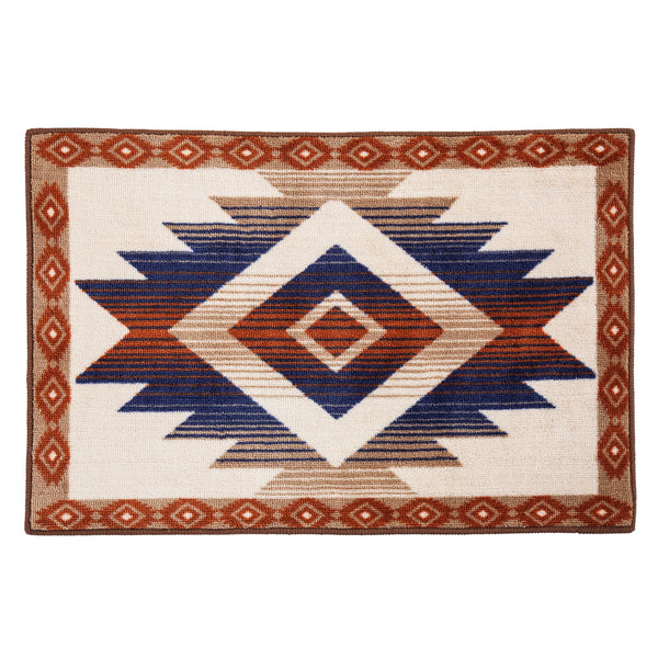 Hiend Accents Aztec Blue & Terracotta Rug - Stunning Southwestern Design For Elegant Home Decor And Comfort Cream,Blue,Orange  Bw3516