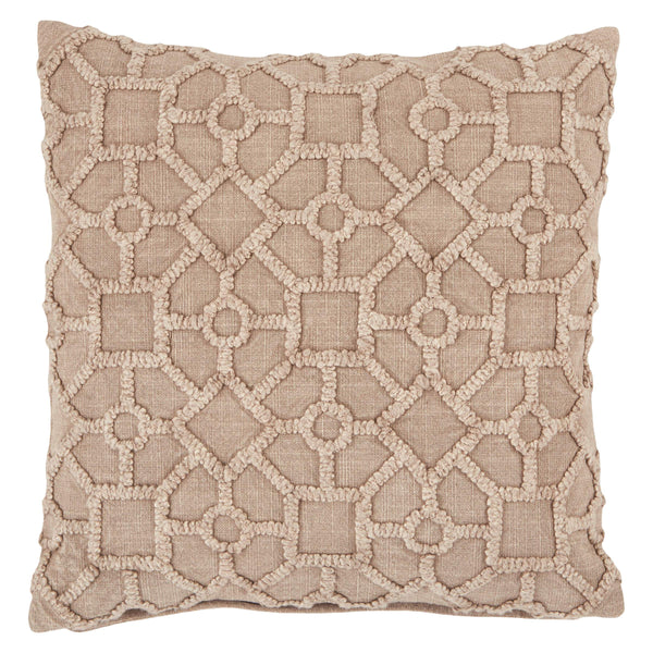 Jaipur Living Vibe by Jaipur Living Espanola Tufted Trellis Cotton Throw Pillow for Coastal Rooms Gray Down PLW103645