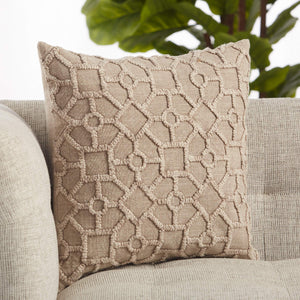 Jaipur Living Vibe by Jaipur Living Tufted Lattice Cotton Pillow Cover for Coastal Neutral Decor Gray PLC102394
