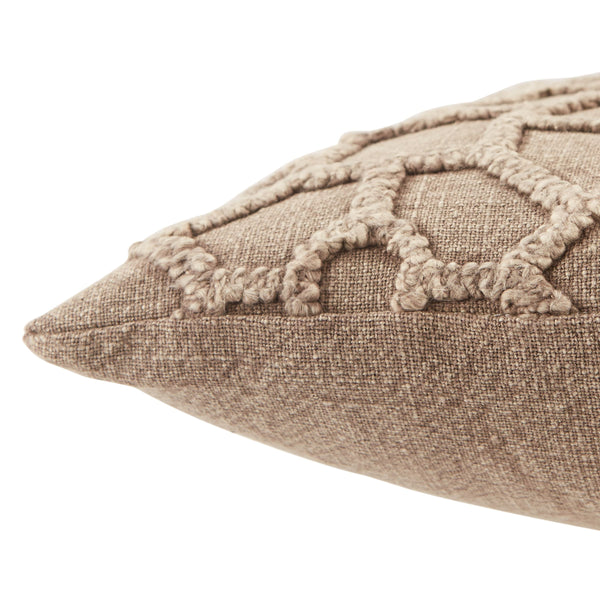 Jaipur Living Vibe by Jaipur Living Espanola Tufted Trellis Cotton Throw Pillow for Coastal Rooms Taupe Down PLW103646