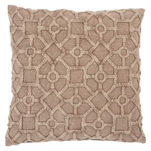 Jaipur Living Vibe by Jaipur Living Tufted Lattice Cotton Pillow Cover for Coastal Neutral Decor Taupe PLC102395