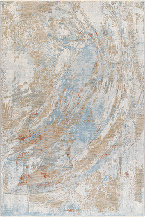 Brunswick BWK-2337 6'7" x 9'6" Machine Woven Rug BWK2337-6796  Cream, Tan, Taupe, Light Slate, Blue, Seafoam Surya