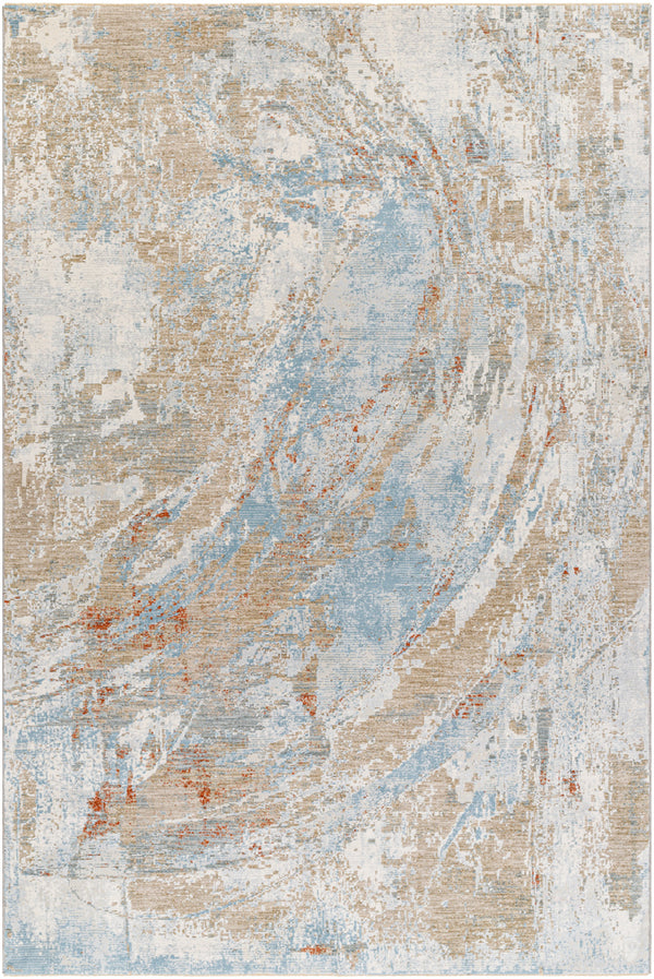 Brunswick BWK-2337 6'7" x 9'6" Machine Woven Rug BWK2337-6796  Cream, Tan, Taupe, Light Slate, Blue, Seafoam Surya