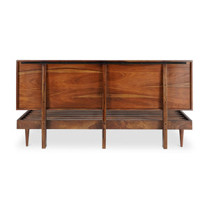 Moe's Home Pablo Bed - Exquisite Solid Sheesham Wood With Handcrafted Carved Headboard For Timeless Elegance Brown Solid Sheesham,Carved Sheesham Wood Headboard On Mdf Bz-1132-03-0